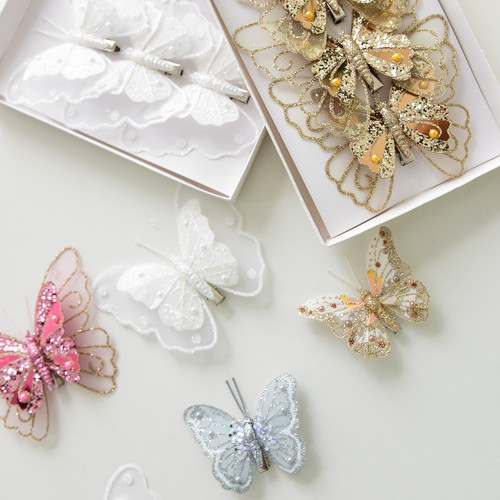 Set ornamento farfalla glitter