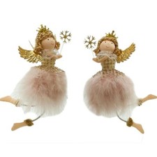 Angelo bambina pelliccia rosa