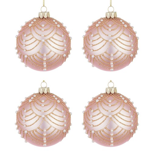 Palle natale vetro rosa - di,